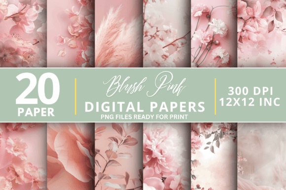 Blush Pink Flowers Digital Paper Bundle: Elevate Your Creative Projects