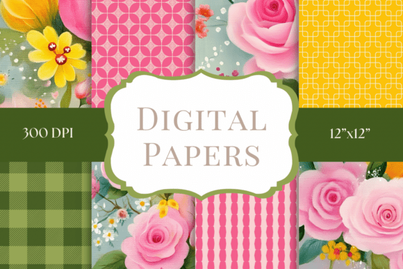 Bright Garden Blooms Digital Papers: Springtime for Your Crafts