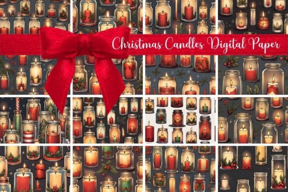 Christmas Candles Digital Paper: A Festive Design Collection