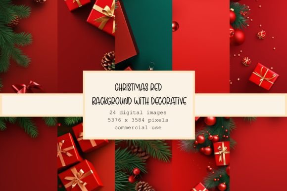 Christmas Red Background with Decorative: Your Festive Design Asset