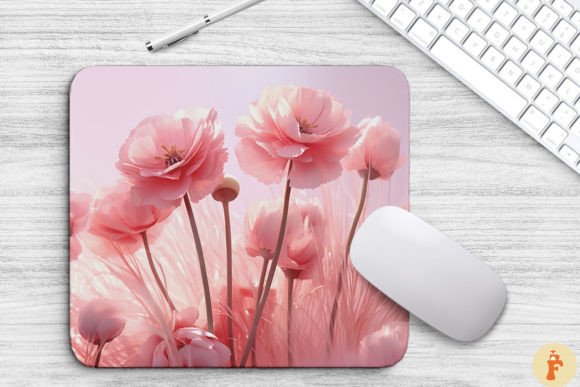 Elevate Your Workspace with a 3D Pink Flowers Mouse Pad Design