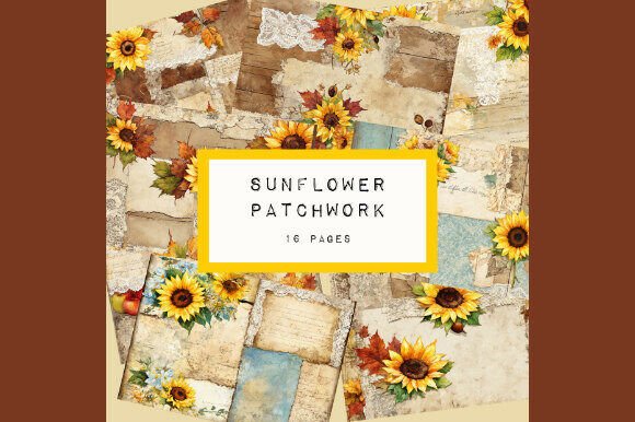 Embrace Autumn's Charm with Sunflower Patchwork Journal Pages