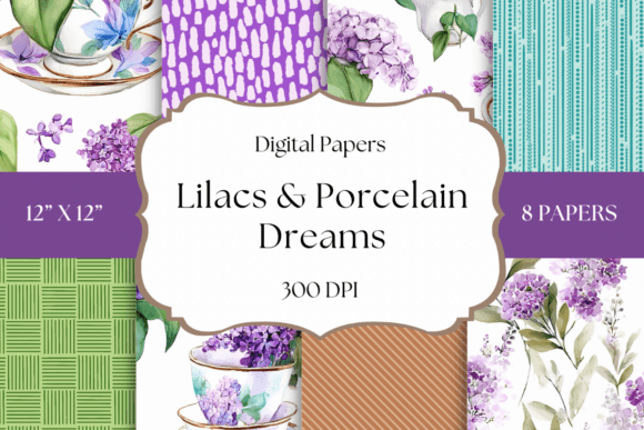 Embracing Floral Whimsy: Lilacs & Porcelain Dreams Digital Papers