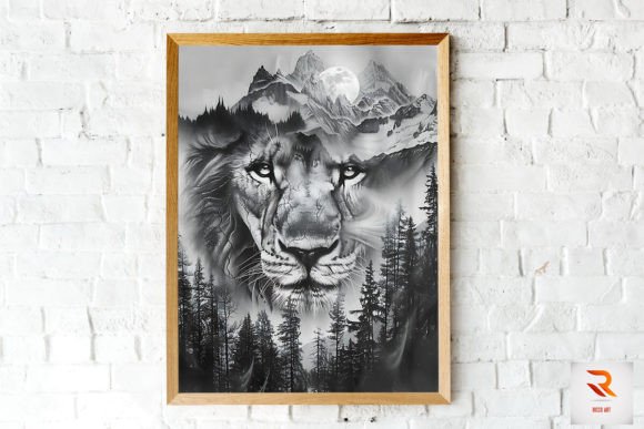Fantastic Lion Double Exposure Wall Art for Bold Spaces