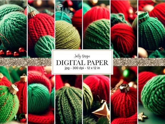 Knitted Christmas Ornament Digital Paper: Cozy Festive Design