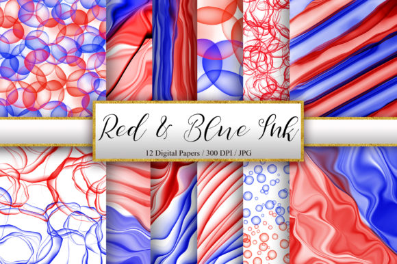 Red and Blue Abstract Ink Background: Bold Visuals for Designers