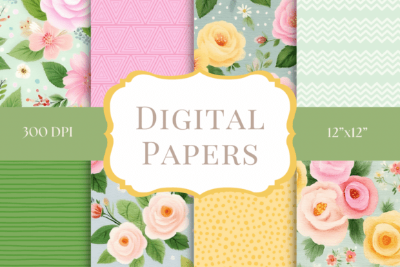 Spring Garden Digital Papers: Fresh Florals for Creative Projects