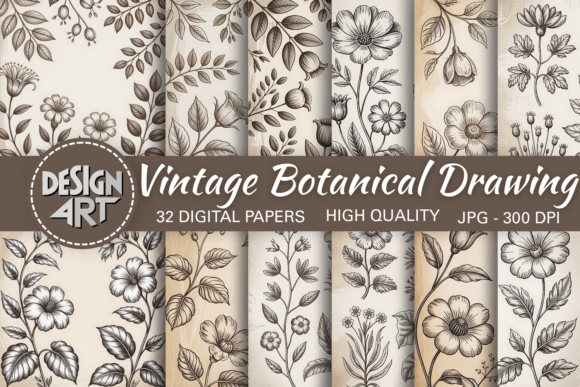 Timeless Elegance: The Vintage Botanical Drawing Backdrop