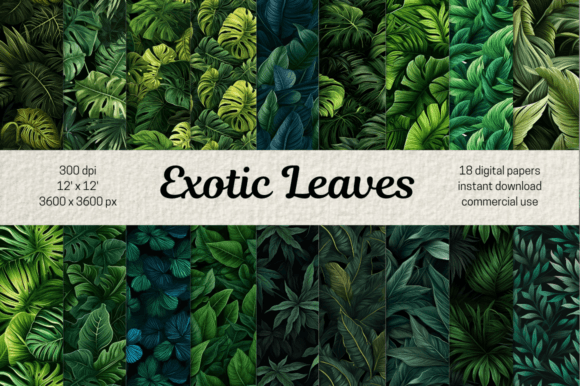Tropical Leaves Digital Paper: Infuse Projects with Exotic Greenery