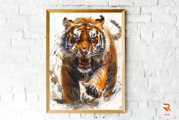 Unleashing the Power of the Angry Tiger Ink Painting Wall Art