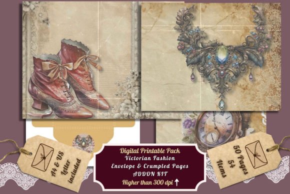 Victorian Fashion Envelope Crumpled Page: Adding Vintage Charm
