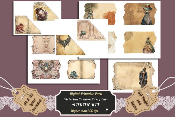 Victorian Fashion Journal Page Fussy Cut: Elevate Your Crafts