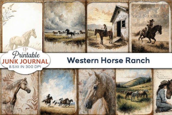 Western Horse Ranch Junk Journal Pages: Rustic Charm