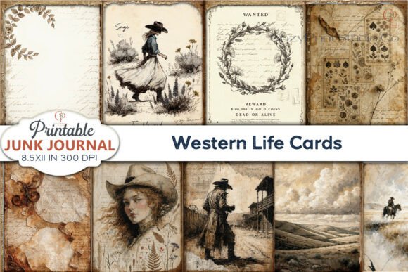 Western Life Cards Junk Journal Pages: Rustic Charm for Modern Projects